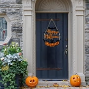 Halloween Pumpkin Hanging SiHappy Halloween Front Door Welcome Sign Halloween Front Door Decorations Halloween Door Sign Pumpkin Wall Decor Wall Sign Plaque for Halloween Party(Pumpkin)