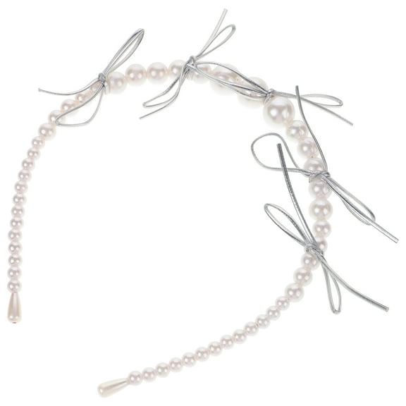 HOOWIFFY 1Pack Women Headbands With Pearls Bow Shape In White Simple Style For Parties Birthdays Graduations