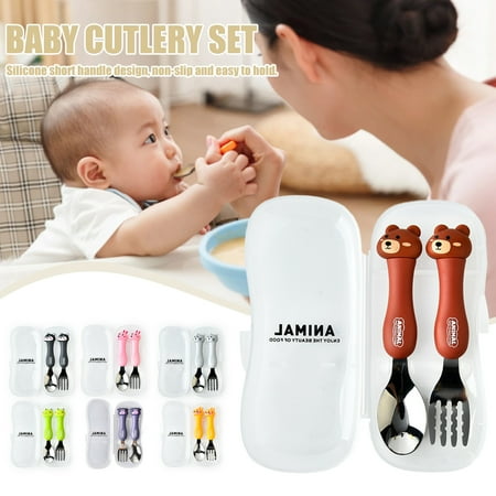 

Zhiyuan Spoon Fork Set Cartoon Heat Resistant Food Grade Baby Gadgets Tableware Cutlery Kits for Dining