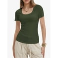 thumbnail image 3 of Women's Casual Short Sleeve Scoop Neck Summer Tops Ribbed Knit Slim Fit Tee Shirts, 3 of 4