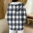 thumbnail image 5 of Women Fleece Lined Plaid Hooded Jackets Casual Long Sleeve Sweatshirt Full Zip Winter Warm Fuzzy Coat New Lightweight Jacket Women Casual Navy M, 5 of 8