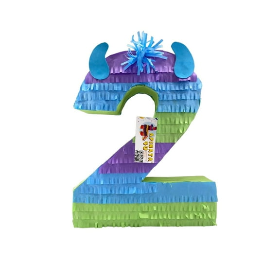 APINATA4U Number Two Piñata 20" Tall Multicolored for Monster Theme Party