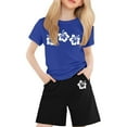 thumbnail image 1 of XDZJLR Tenues de Fille T-Shirt Imprimé à Col Rond Manches Courtes pour Garçons et Ensembles 4-5 Ans, 1 of 4