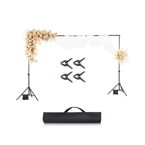 VEVOR Backdrop Stand, 6.5 x 10 ft Adjustable Photo Backdrop Stand Kit, Portable Background Backdrop Stand with 5 Crossbars, Heavy Duty Projector Screen Stand, for Wedding, Photo Video Studio & Party