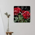 thumbnail image 3 of 10 Inch Wall Clock Battery Operated Square Clock for Office, Kitchen, Outdoor, Living Room,Floral Print Red Rose Flower Bud Exquisite, 3 of 4