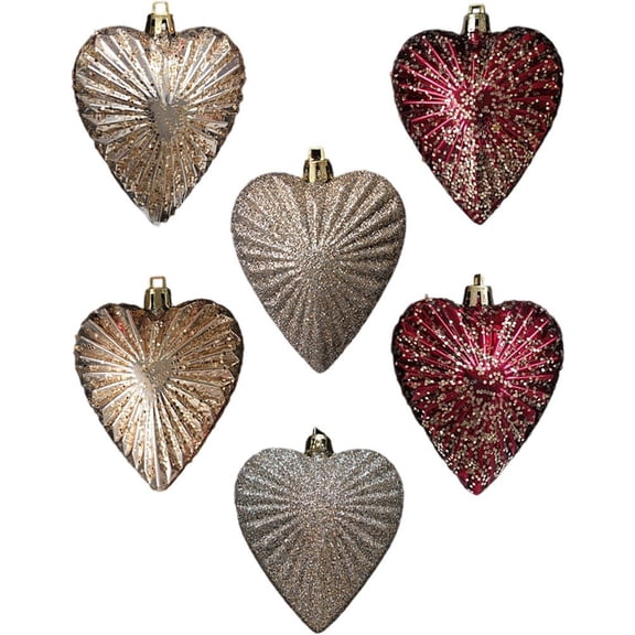 6Pcs/Set Romantic Christmas Tree Pendant Heart Shaped Cake Hanging Ornament Reusable Christmas Tree Ornament Party Decor