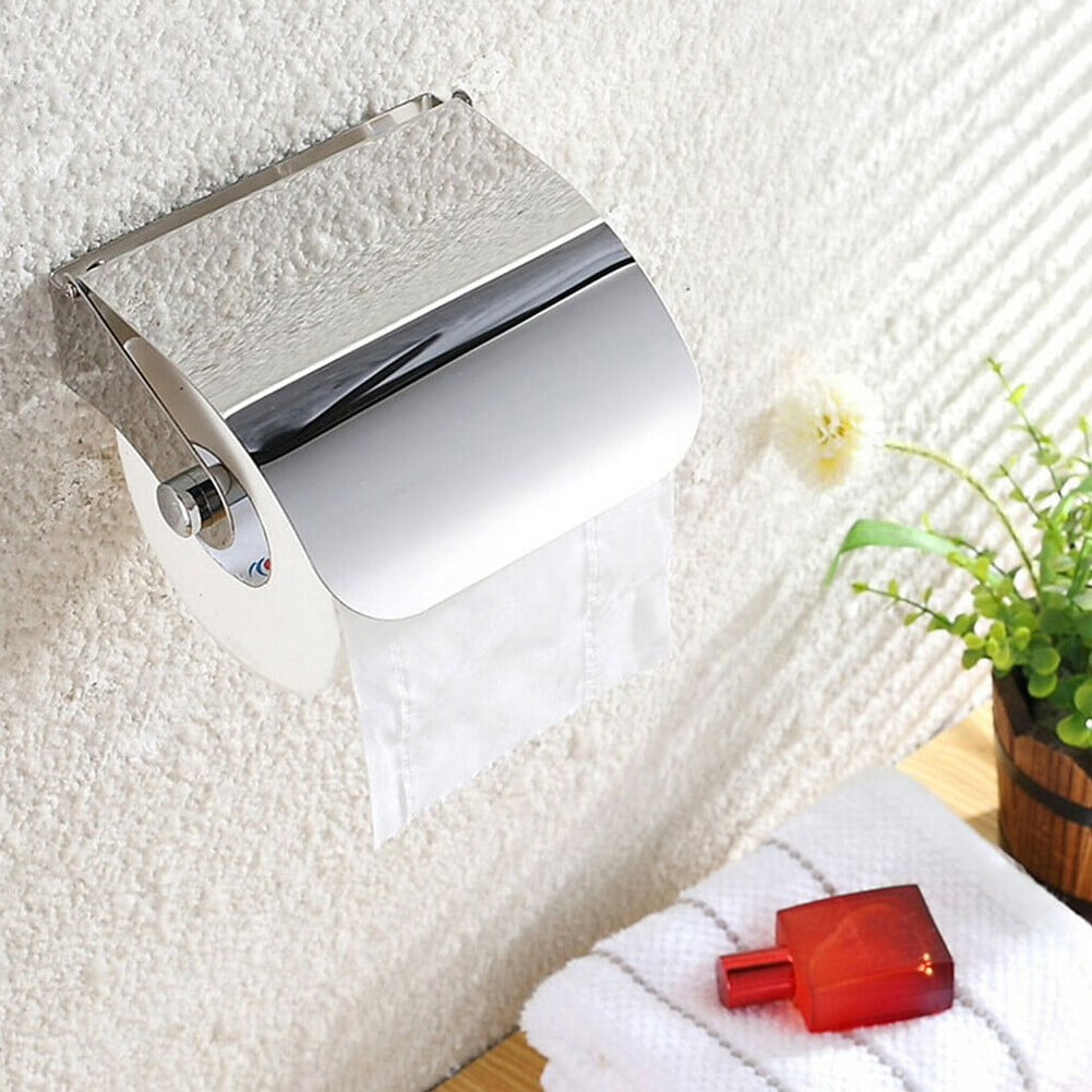 WAYDELI Toilet Paper Holder with Phone Shelf, Fit Mega Rolls, Tissue Roll  Dispenser with Storage Shelf, SUS304 Stainless Steel, 3M Adhesive No Drill