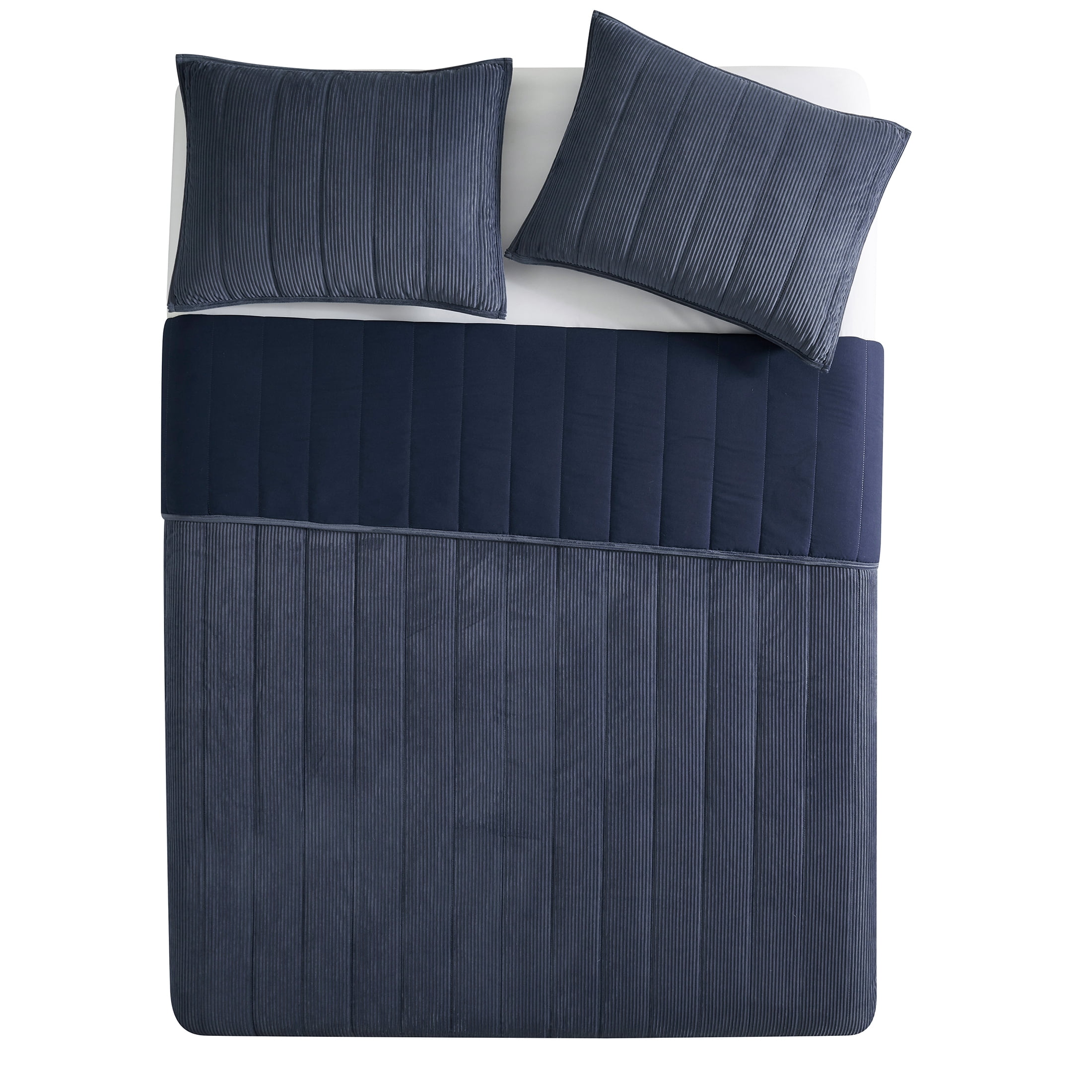 Mainstays King Quilt - Navy Blue Corduroy, Reversible Bedding