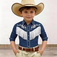 thumbnail image 2 of MUXiin Western Boys' Button-Down Shirts Short Sleeve, Pearl Snap Shirt with Fringe, 2 of 4