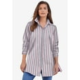 thumbnail image 4 of Roaman's Women's Plus Size Kate Long-Sleeve Crisp Cotton-Blend Button-Front Tunic, 4 of 6