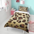 thumbnail image 4 of Leopard Print Duvet Cover and Pillowcase Set for Single Bedding, Bedroom Accessories for Kids Teens, 4 of 5