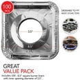 thumbnail image 5 of Gas Burner Liners (100 Pack) Disposable Aluminum Foil Square Stove Burner Covers - 8.5 Inch Gas Range Protector Bibs Keep Stove Clean - Foil Liners to Catch Oil, Grease and Food Spills, 5 of 6