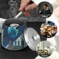 thumbnail image 4 of Yayeee Ashtray with Lid for Cigarette Smokeless Stainless Steel Home Ash Holder, Blue Planet, 4 of 7
