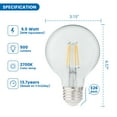 thumbnail image 2 of Great Value LED Bulb, 5.5-Watt (60W Equivalent) G25 Deco Bulbs E26 Base, Soft White, 3-Pack, CA, 2 of 8