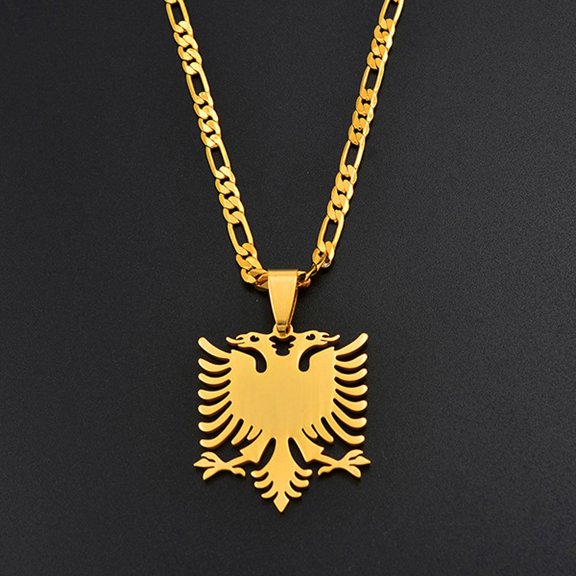Albania Eagle Pendant Necklaces 14k Yellow Gold Jewelry Ethnic for Women Men