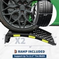 thumbnail image 2 of 2 Piece Heavy Duty Vehicle Service Ramp, Anti Slip Steel Ramp for Automobile Maintenance, Bearing 8000LBS, Black, 2 of 7