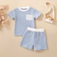 thumbnail image 2 of Xudanell Toddler Boys Outfit Sets 2 Piece Graphic Summer T-Shirts and Shorts Set Knitted Kids Boys Vacation Outfit Set Blue 6-12 Months, 2 of 3