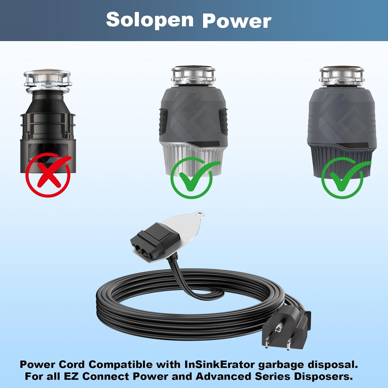 EZ Connect Power Cord for insinkerator Garbage Disposal 4-Foot Power Cord for EZ Connect Power and Advanced Series Continuous Feed Food Waste Disposer Models, Compatible with CRD-EZ