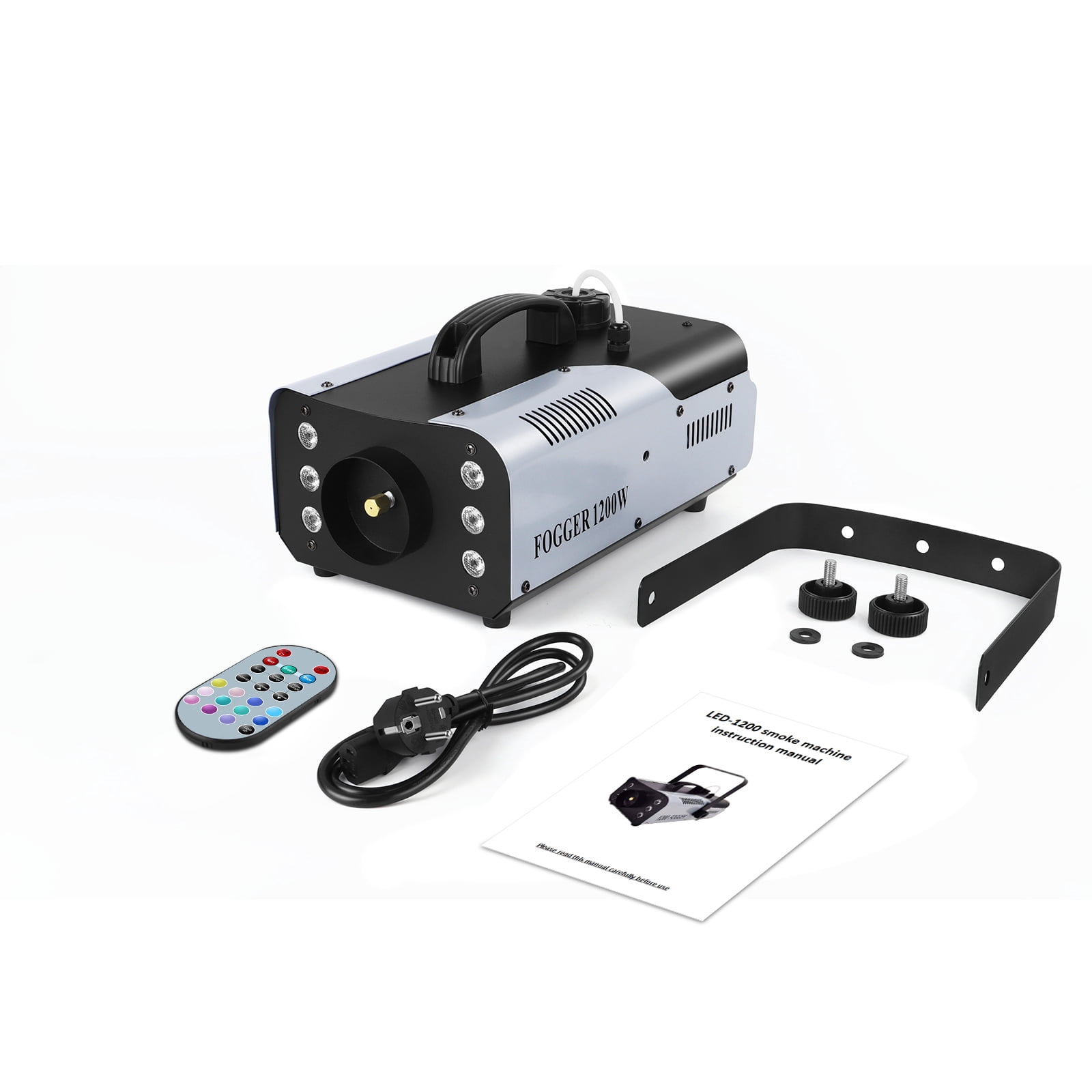 JAJALUY Fog Machine 1200W with RGB 6 LED Lights & Remote - Smoke Haze Generator for Stage, DJ, Club, Party (1 Pack)