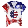 thumbnail image 4 of Camisas de Manga Corta para las Mujeres Día de la Independencia Blusas Estampado Cuello en V Top, Blusas para las Mujeres Casual, 4 of 5