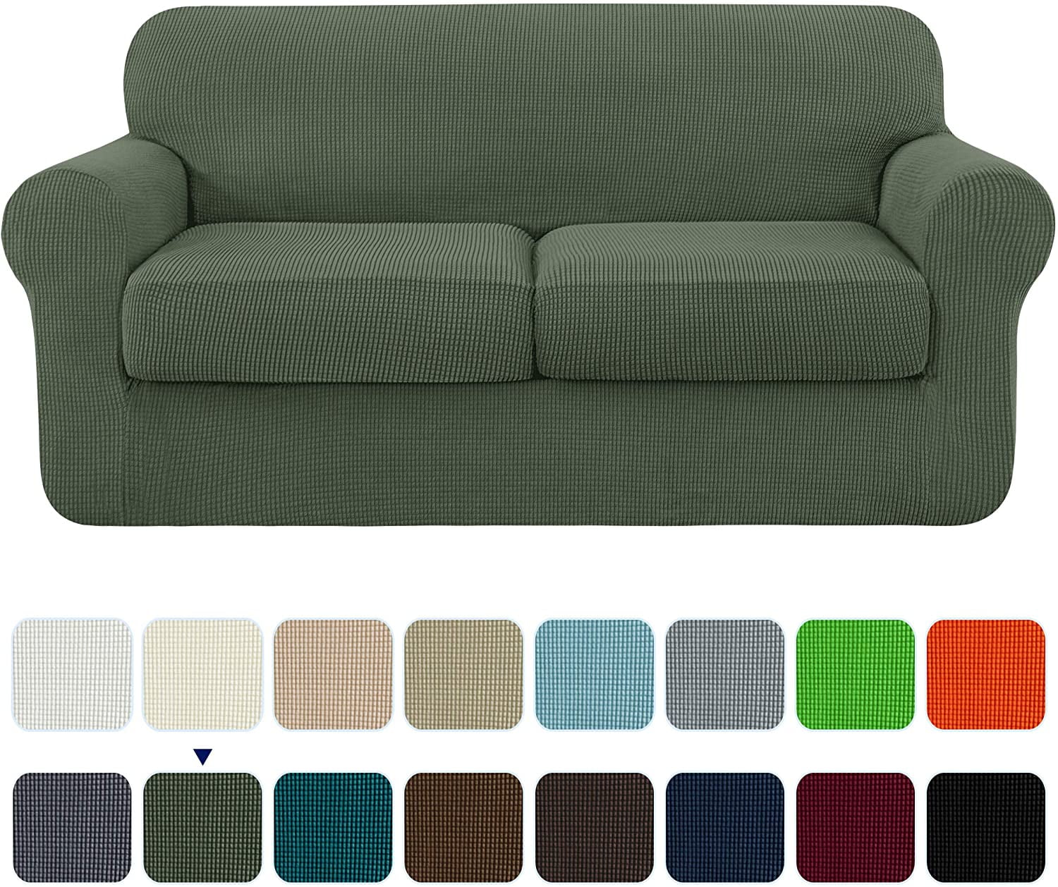 Subrtex Stretch Textured Grid Sofa Cover Set, Green, Zambia Ubuy