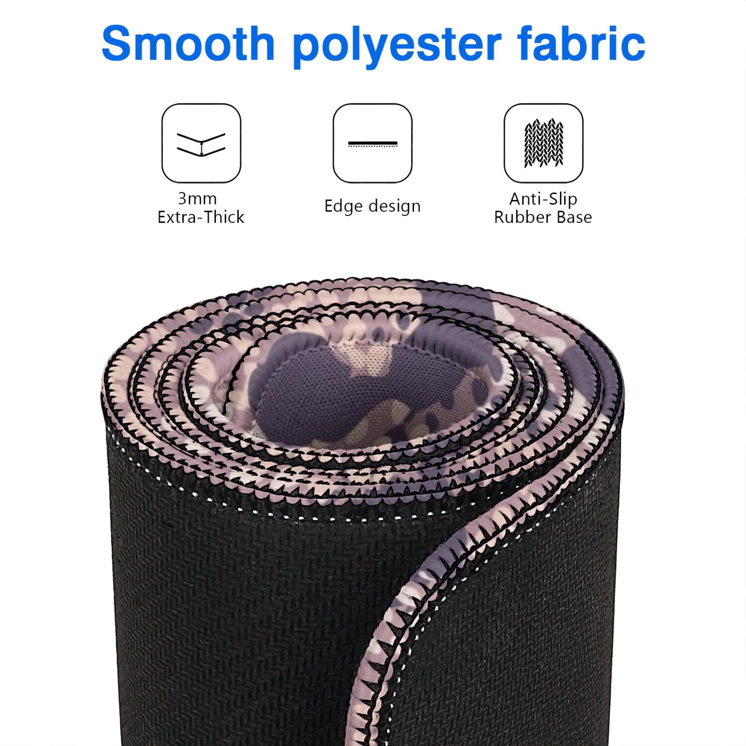 Long Mouse Pads for Desk,Purple and Pink Leopard Pattern Desk Mats on Top Of Desks, Desk Mouse Pad Extra Large with 3mm Non-Slip Base and Stitched Edge for Gaming,Office,Work,Home 47.3"x23.6"