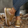 thumbnail image 4 of Rokment Sparkly Sequin Fashion Sneakers Walking Shoes for Women Fall Winter Bling Breathable Mesh Patchwork Lace up Memory Foam Non Slip Running Tennis Casual Footwear Gold Size 7.5, 4 of 6