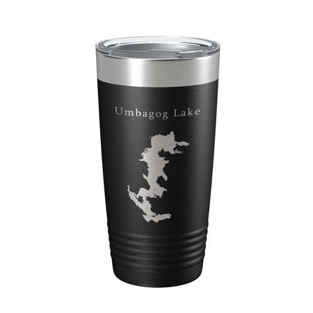 Umbagog Lake Map Tumbler Travel Mug Insulated Laser Engraved Coffee Cup Maine New Hampshire 20 oz Black