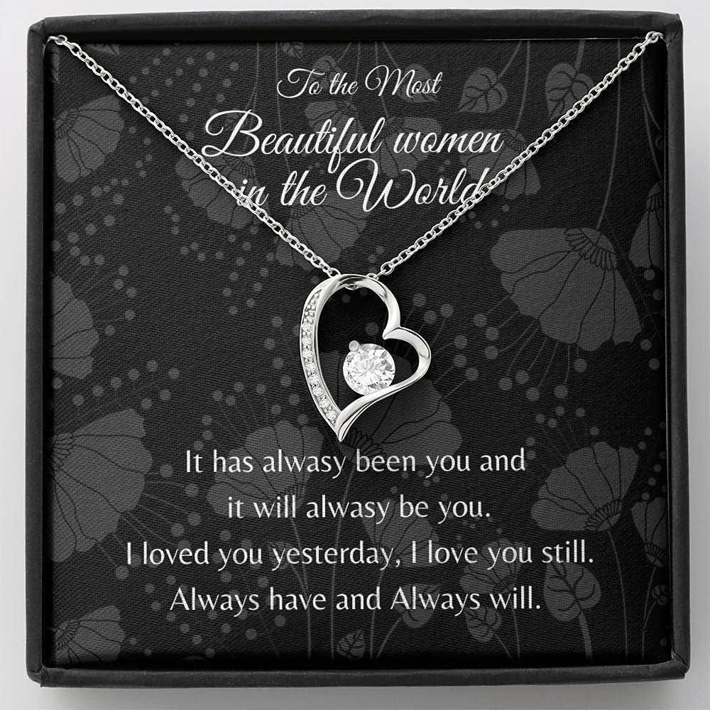 Forever Love One year Anniversary Gift for Girlfriend Girlfriend Birthday Christmas Gift Necklace Wife Anniversary Gift Birthday Gift Anniversary Gift Necklace Jewelry With Message Card & Box