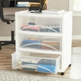 thumbnail image 3 of Mainstays 3-Drawer Plastic Storage Cart with Wheels, Arctic White, 3 of 6