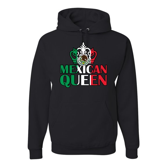 Wild Bobby Mexican Queen Latin Pride Unisex Graphic Hoodie Sweatshirt, Black, Small
