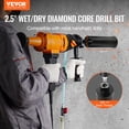 thumbnail image 2 of VEVOR Core Drill Bit, 2.5" Wet/Dry Diamond Core Drill Bits for Brick and Block, Concrete Core Drill Bit with Pilot Bit Adapter and Saw Blade, 9.5" Drilling Depth, 5/8"-11 Inner Thread, Laser Welding, 2 of 9