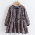 thumbnail image 2 of Meresysid Toddler Girls Dresses Long Sleeve 2-14year Children's And Girls' Fashionable Floral Pleated Lace UpRound Neck Dress Gray, 2 of 8
