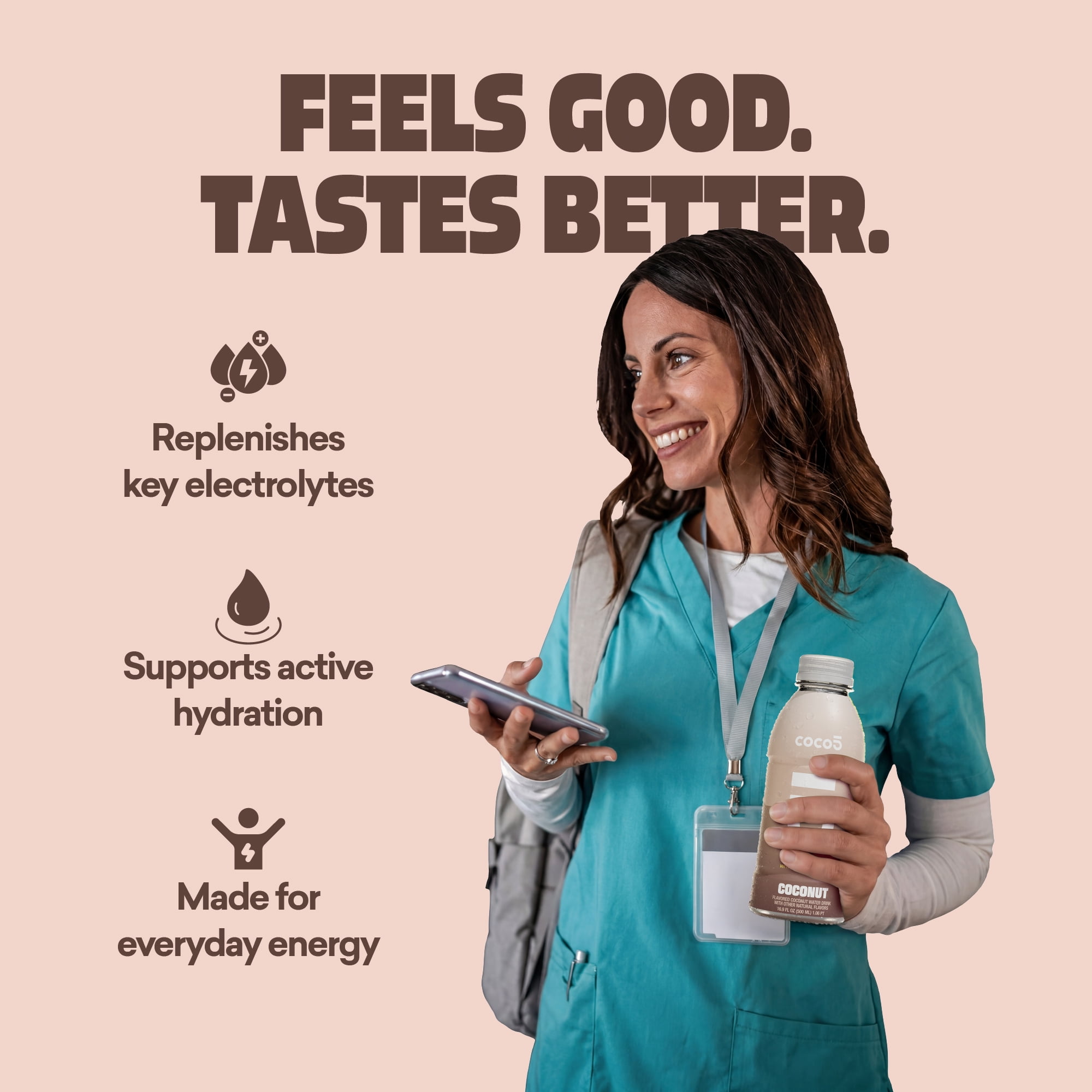 COCO5 Original Coconut Water, Pure Active Hydration with 5 Electrolytes, 50% Less Sugar, Caffeine Free, Vegan, 16.9 oz, 12 Count