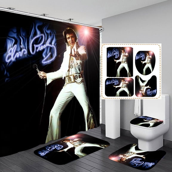 Elvis Shower Curtain 72" x 72" Bathroom 4 Pieces Set Bathroom Decor