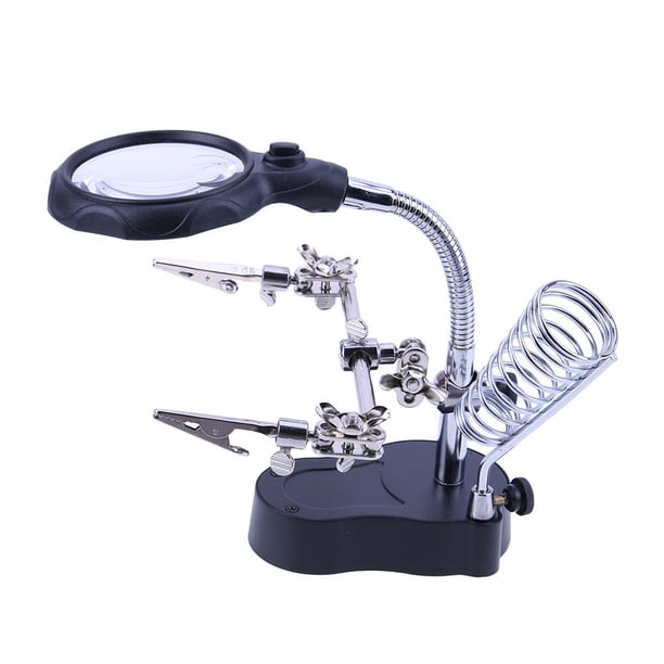 Lupa de Escritorio Cgtredaw para Soldadura Soporte LED 2 Uds