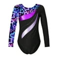 thumbnail image 1 of iEFiEL Girls Gymnastics Leotard Shiny Rhinestone Long Sleeve Colorful Print Bodysuit Dance Costume Starry Sky Black 12, 1 of 5