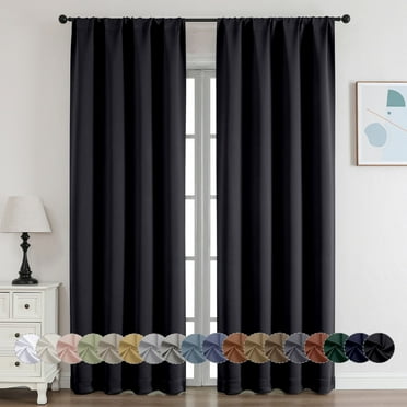 OVZME 2 Panels Black Blackout Window Curtains 84 inch Length, Thermal Insulated Room Darkening Curtain Drapes for Living Room Bedroom, W40 x L84 inch, Set of 2, Black