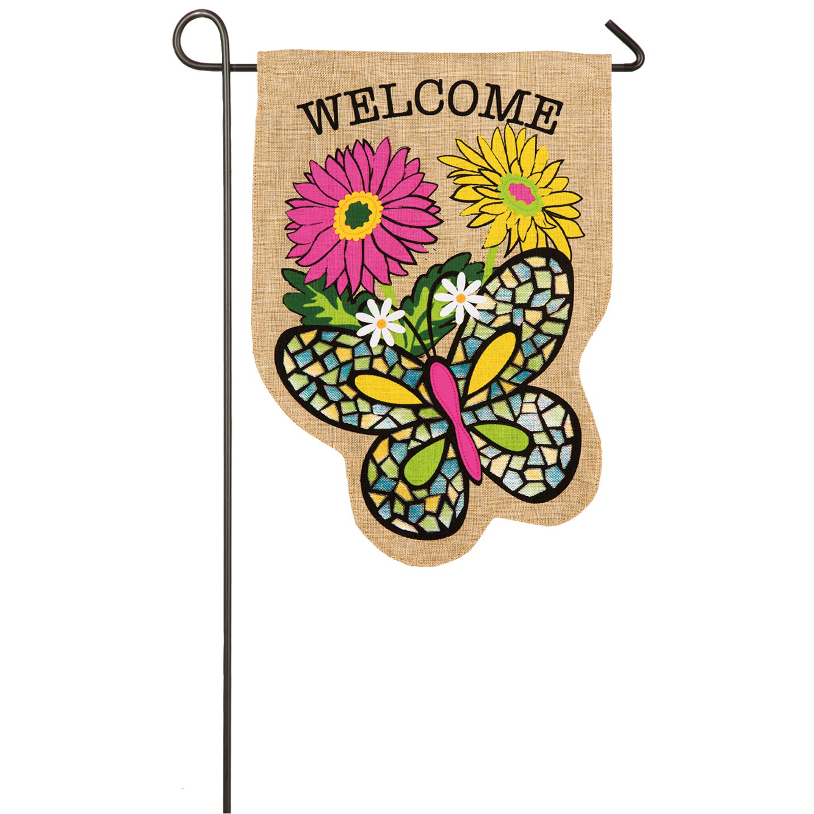 Evergreen Flag Butterfly Burlap Garden Flag