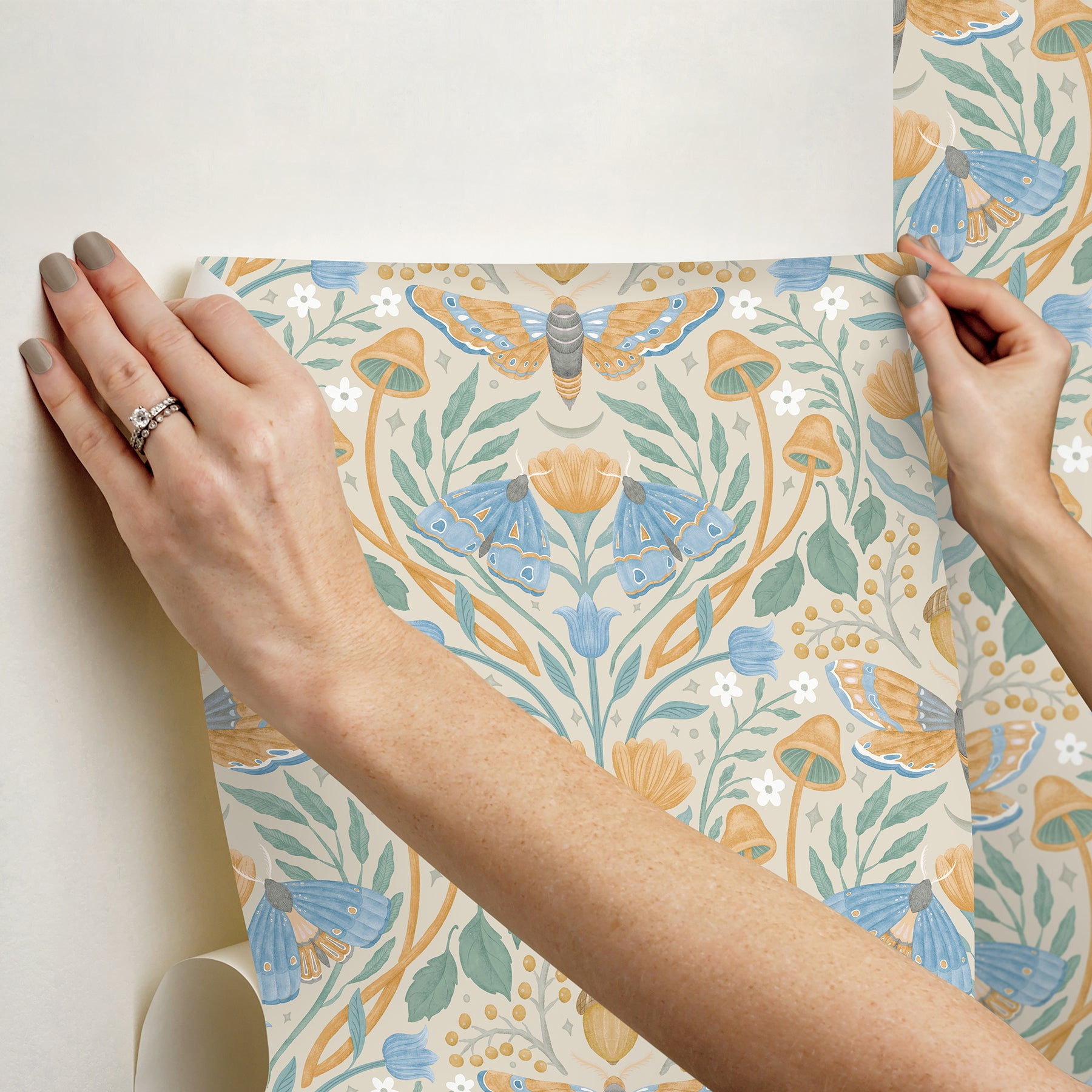 RoomMates Enchanted Forest Damask Black Peel and Stick Wallpaper, 1 roll