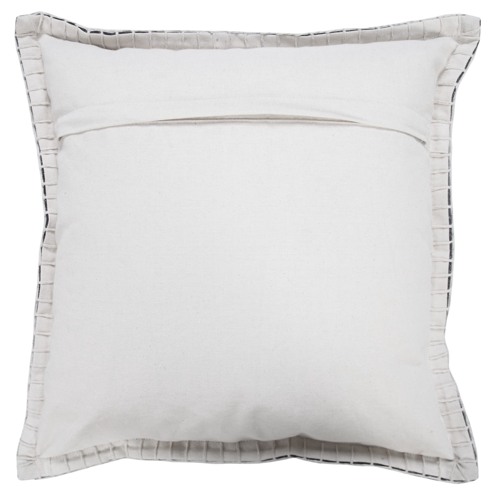 Laddha Home Designs Handwoven Solid Flanged Border Cotton Throw Pillow Cover - 20" - Black