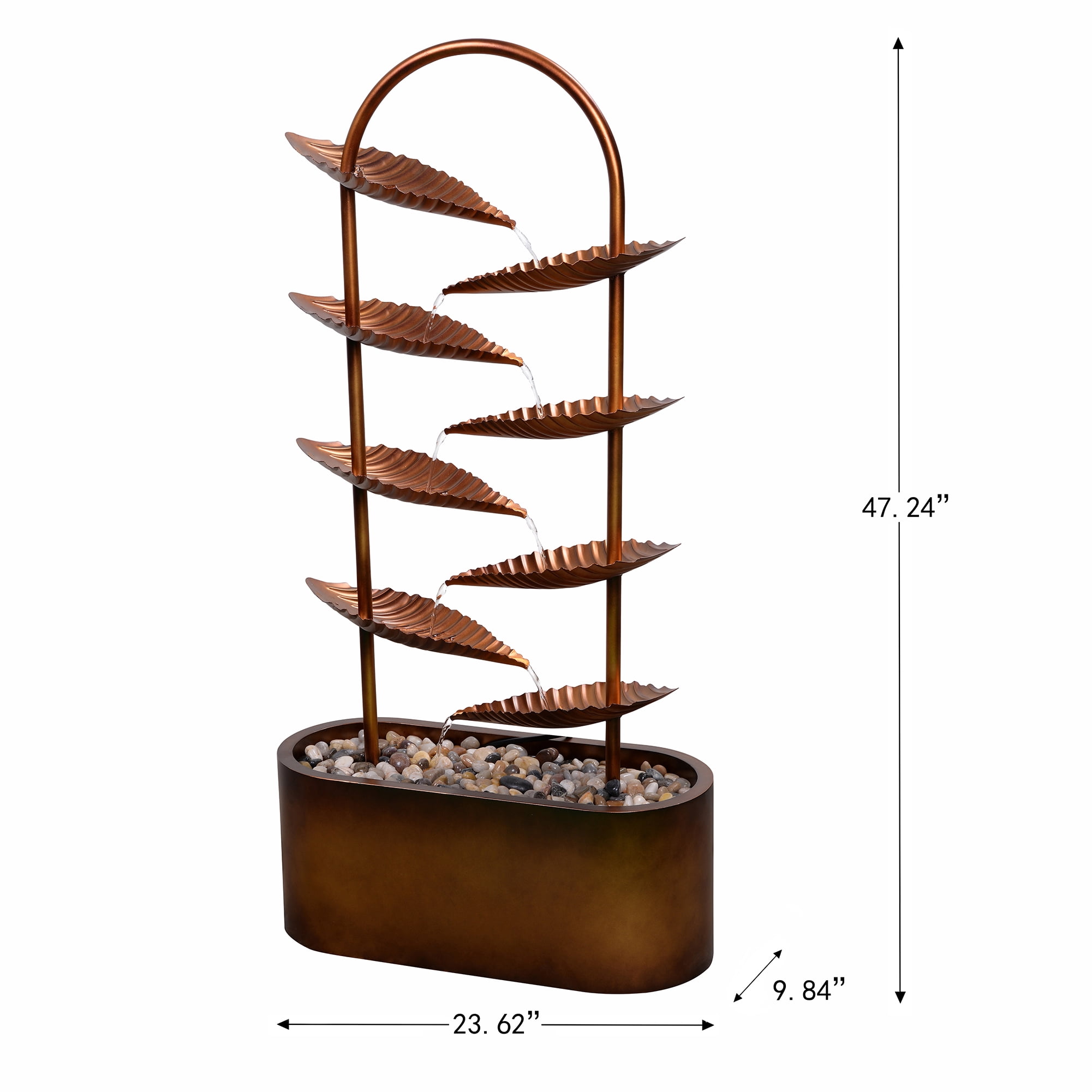 Rustic Metal Leaf Fountain - Outdoor