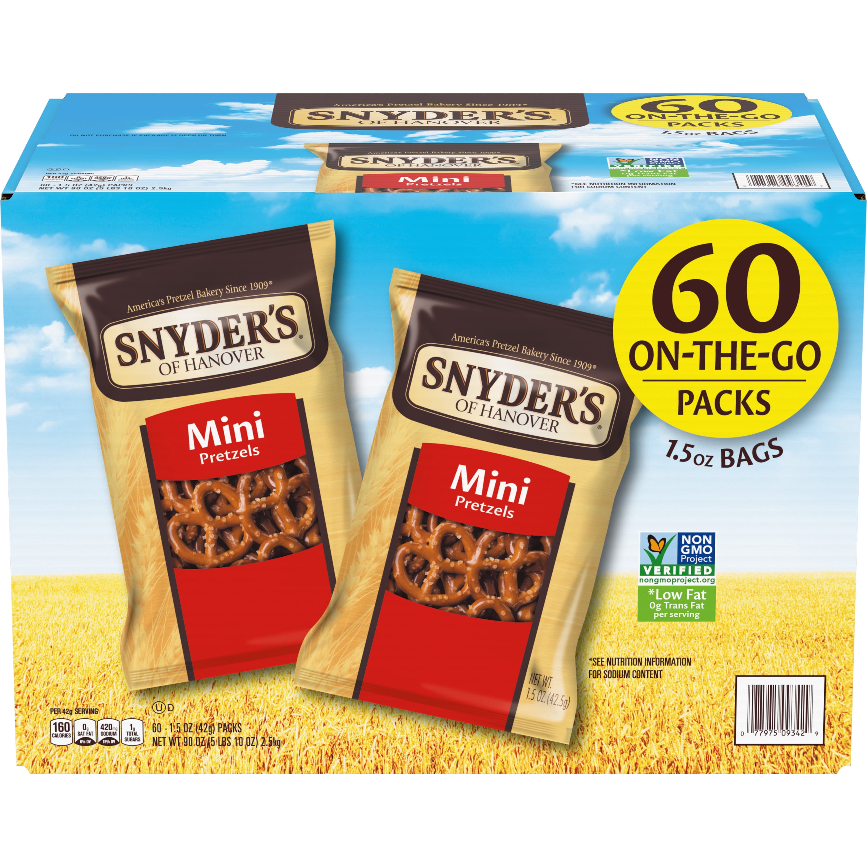 Snyder's Mini Pretzels, Individual Packs, 1.5 Ounce (60 Count