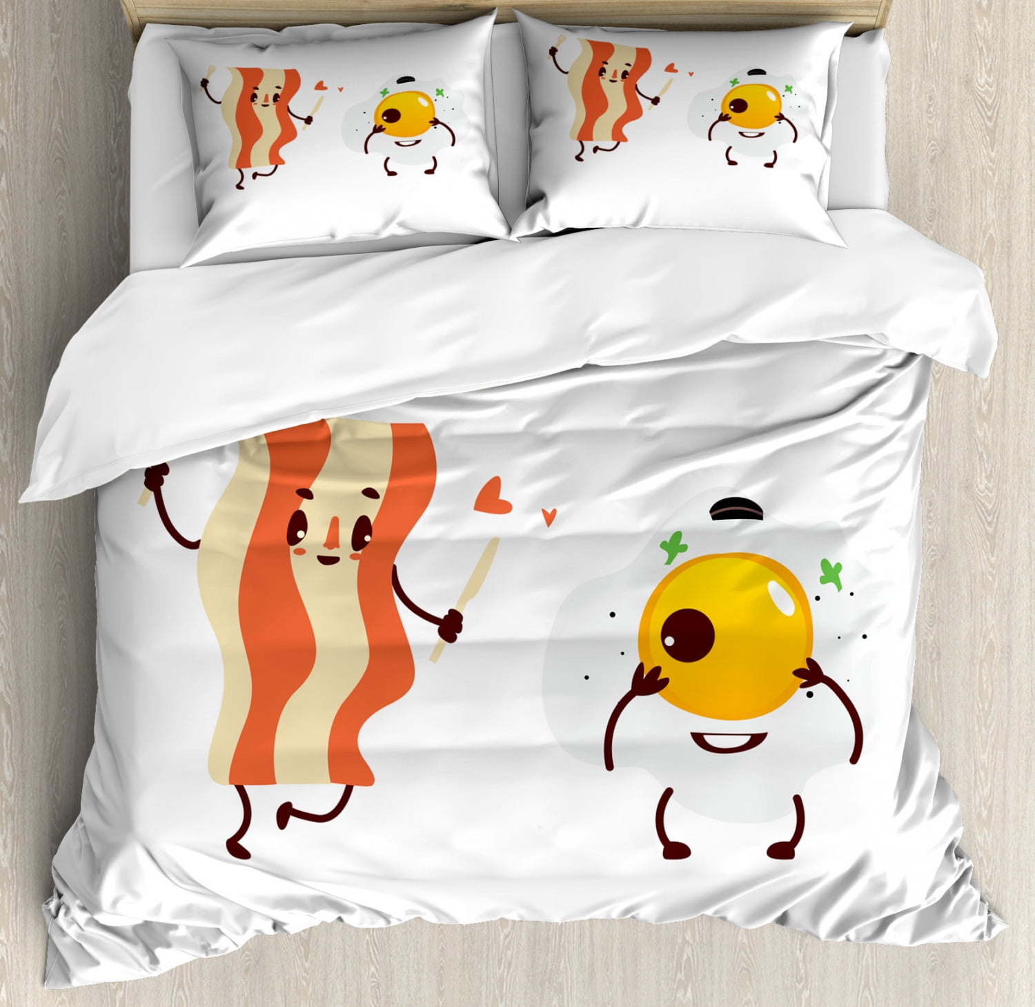 Bacon Duvet Cover Set King Size Funny Cartoon Characters Of Side