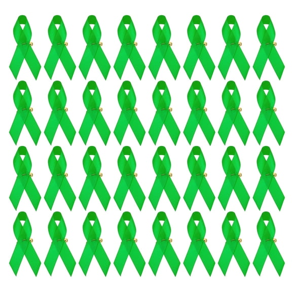 Uxcell Ribbon Pins, 200Pcs Green Awareness Ribbon Satin with Safety Pins