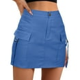 thumbnail image 1 of B91xZ Jupes Grande Taille pour Femmes Confort Jupe Fluide Longueur Genou Froncée, Bleu TG, 1 of 4