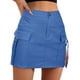 thumbnail image 1 of Gibobby faldas de lentejuelas para mujer Falda cargo de cintura Minifalda cargo con botones y bolsillo para mujer Falda acampanada(Azul, L), 1 of 5