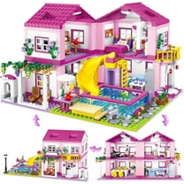 Pink Girls Summer Villa Friends Building Set, Building Toy for Girls, Friends Construction Educational Toy for Kids Age 8-12 and Up 1018 PCS