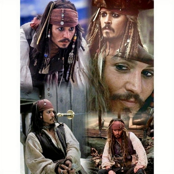 Adult DIY 5D Diamond Painting Kit, Pirates of the Caribbean Series Art Round Diamond, Full Diamond Diamond Embroidery Kit, Mosaic Cross Stitch Craft Home Wall Decoration
