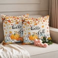 thumbnail image 6 of Outdoor Pillow Covers 18x18 Set of 2, Thanksgiving Waterproof Patio Throw Pillow Covers for Couch Sofa Chair, Orange White Pumpkin Maple Leaf Branches Decorative Pillowcases for Throw Pillows, 6 of 9